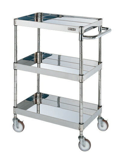 ステンレスCSパールワゴン(H880mm・棚板3段) CSP3-6083NU 083517 ※法人向け 個人宅配送不可