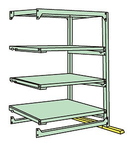 【送料都度見積 】中量スライドラック(4段:スライド3段・連結タイプ) MSR-2112K04R 186436 ※法人向け 個人宅配送不可