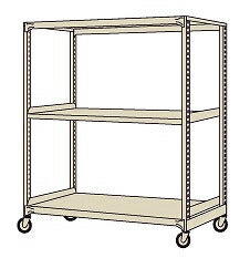 【送料都度見積 】中量キャスターラックMKW型(ゴム車・オール自在キャスター) MKW-8743G 208077 ※法人向け 個人宅配送不可