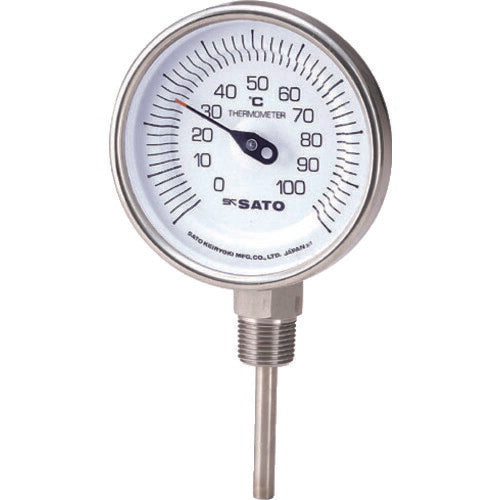 【送料・納期都度見積】 佐藤 バイメタル式温度計BM-S-90S 0~150℃ 50L(2030-60) BM-S-90S-11
