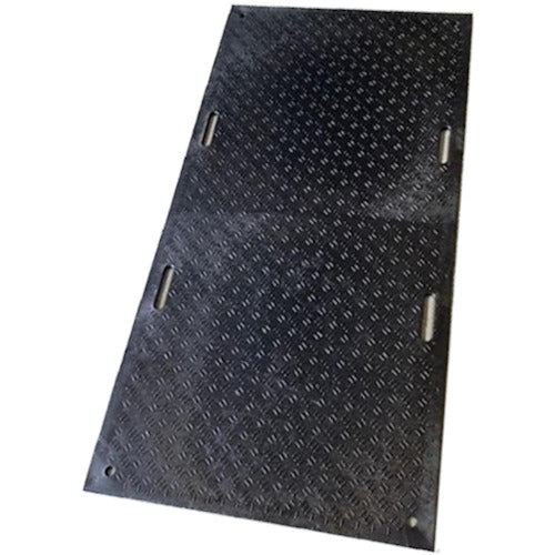 ウッドプラスチック 工事用敷板 Wボード 両面凸 カラー:黒 910mm×1820mm(持ち手4) B0918-20-BK-M4K4