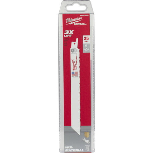 milwaukee 多目的レシプロソーブレード 8/12 TPI 203mm(25本パック) 48-00-8093