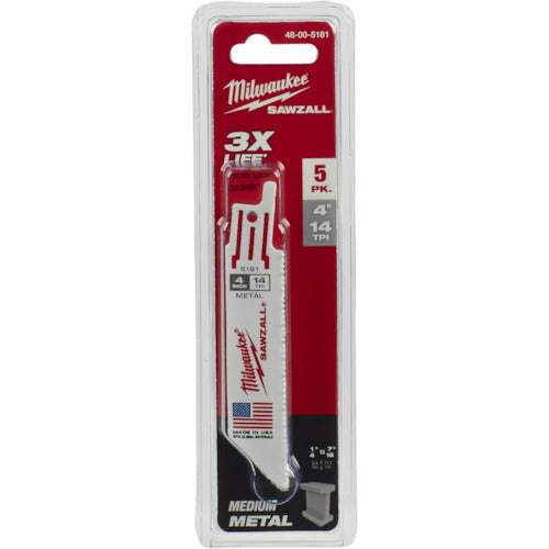 milwaukee THIN KERF金工用レシプロソーブレード 14TPI 101mm(5本パック) 48-00-5181