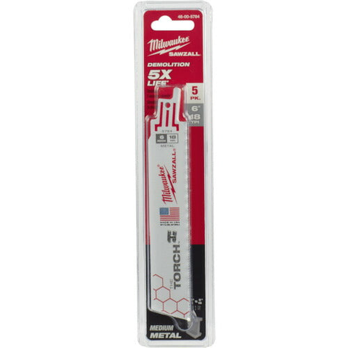milwaukee TORCH金工用レシプロソーブレード 18TPI 152mm(5本パック) 48-00-5784