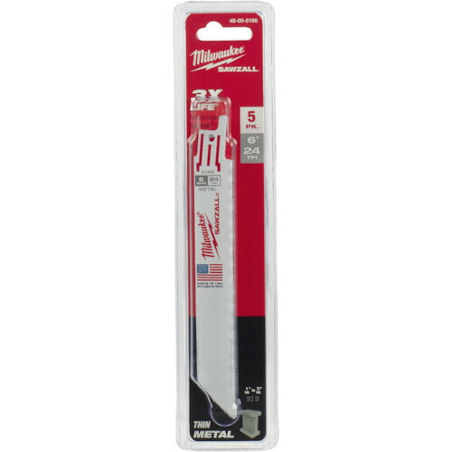 milwaukee THIN KERF金工用レシプロソーブレード 24TPI 152mm(5本パック) 48-00-5186