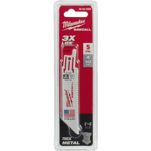 milwaukee THIN KERF金工用レシプロソーブレード 10TPI 101mm(5本パック) 48-00-5090