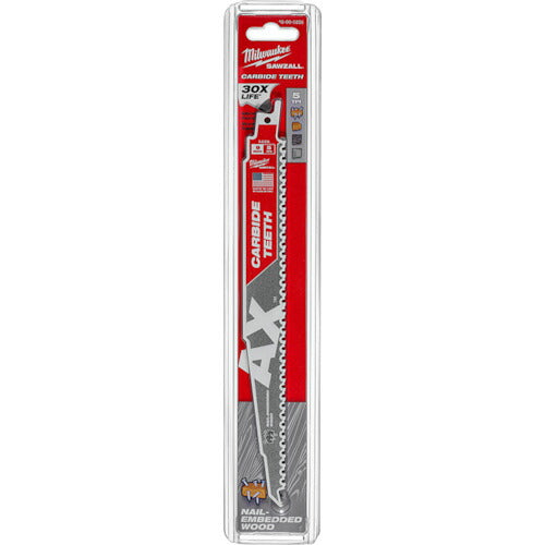 milwaukee AX木工用カーバイドレシプロソーブレード 5TPI 229mm (1本) 48-00-5226