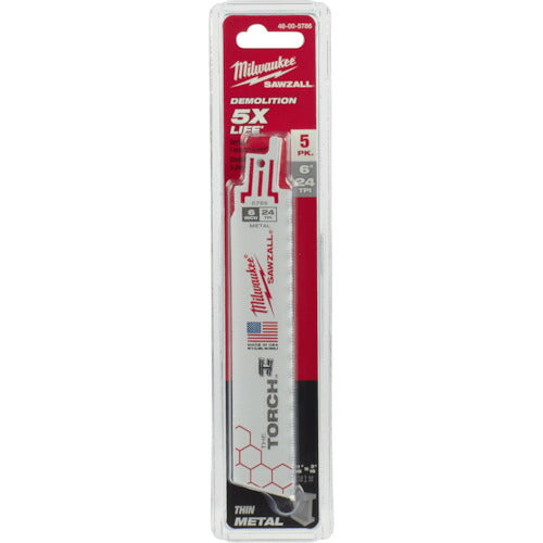 milwaukee TORCH金工用レシプロソーブレード 24TPI 152mm(5本パック) 48-00-5786
