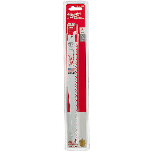 milwaukee NAIL WOOD 釘入り木材用レシプロソーブレード 5TPI 229mm (5本パック) 48-00-5036