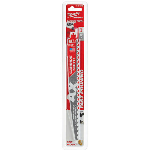 milwaukee AX 剪定用カーバイドレシプロソーブレード 3TPI 229mm(3本パック) 48-00-5332