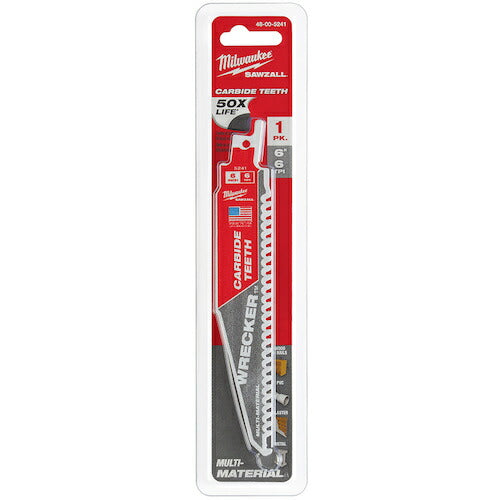 milwaukee WRECKER 解体用カーバイドレシプロソーブレード 6 TPI 152mm(1本) 48-00-5241