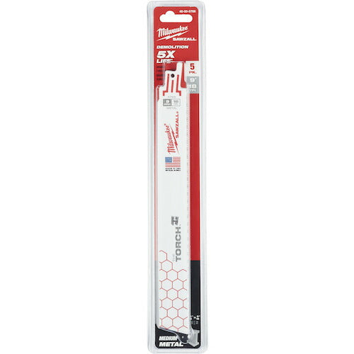 milwaukee TORCH金工用レシプロソーブレード 18TPI 229mm(5本パック) 48-00-5788