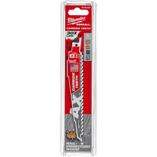 milwaukee AX木工用カーバイドレシプロソーブレード 5TPI 152mm (1本) 48-00-5221