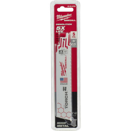 milwaukee TORCH金工用レシプロソーブレード 14TPI 152mm(5本パック) 48-00-5782