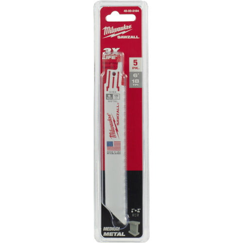 milwaukee THIN KERF金工用レシプロソーブレード 18TPI 152mm(5本パック) 48-00-5184
