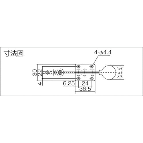 育良 下方押え型トグルクランプ スチール 水平ハンドル(31106) クランプアーム移動角度65° フランジベース 締付力0.3kN ISK-030