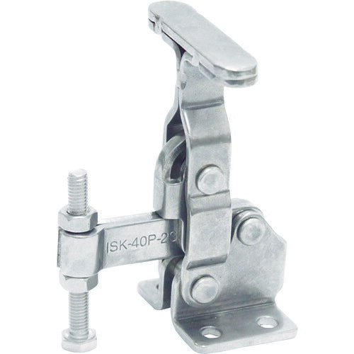 育良 下方押え型トグルクランプ ステンレス 垂直ハンドル(31317) クランプアーム移動角度95° フランジベース 締付力1.0kN ISK-40P0-2S