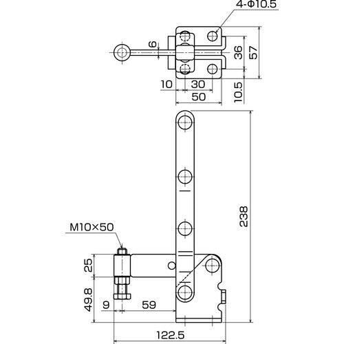 育良 下方押え型トグルクランプ 垂直ハンドル(31328) ISK-44A0