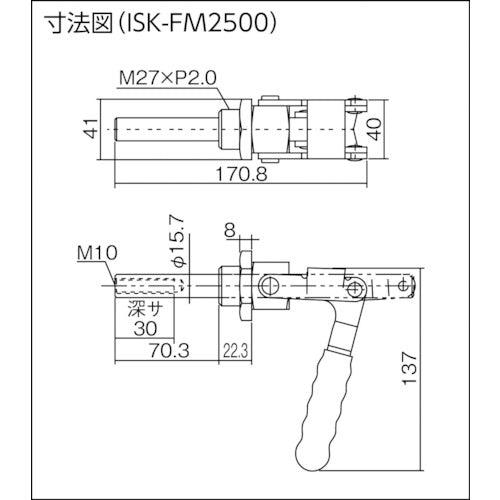 育良 押し引き兼用型トグルクランプ ステンレス(31553) ストローク38mm ブラケット取付型 押圧力1.36kN ISK-FM1500-2S