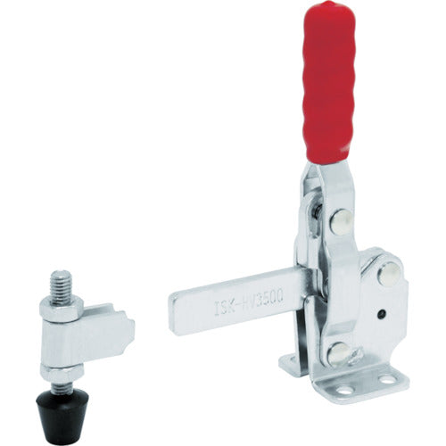 育良 下方押え型トグルクランプ スチール 垂直ハンドル(31304) クランプアーム移動角度100° フランジベース 締付力2.27kN ISK-HV3500