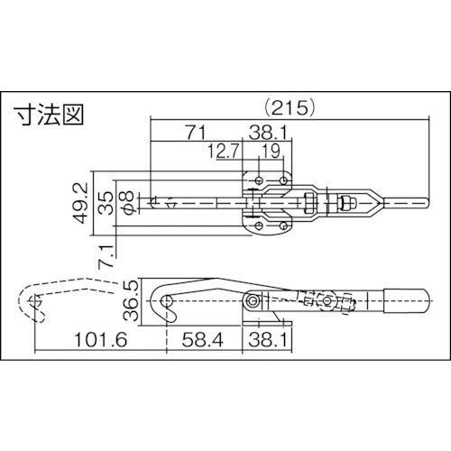 育良 引き止め専用型トグルクランプ スチール(31510) フランジベース 引圧力1.7kN 調整量101.6mm ISK-PA2500