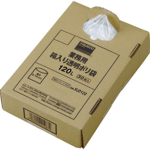 TRUSCO まとめ買い 業務用ポリ袋 透明・箱入 0.15×120L (30枚入) XU0120