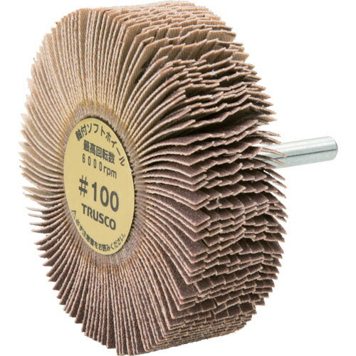 【取寄品】 TRUSCO 軸付ソフトホイール 外径80X厚25X軸6 (5個入) 粒度#100 100# YS825100 【送料都度見積】