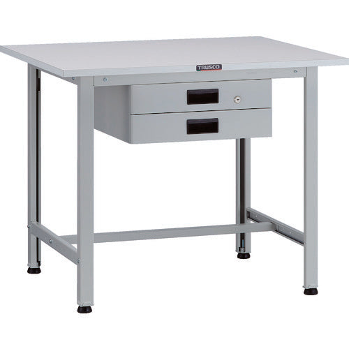 TRUSCO 軽荷重作業台(200kg)AO型 900X750XH740 薄型2段引出付 ホワイト色 AO-0975UDK2