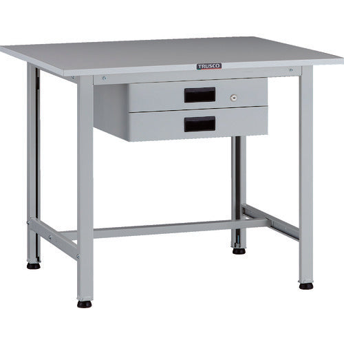 TRUSCO 軽荷重作業台(200kg)AO型 900X750XH740 薄型2段引出付 ホワイト色 AOR-0975UDK2