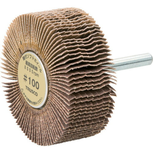 【取寄品】 TRUSCO 軸付ソフトホイール 外径60X厚25X軸6 (5個入) 粒度#100 100# YS625100 【送料都度見積】