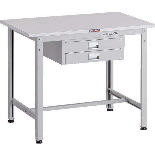 TRUSCO 軽荷重作業台(300kg)AE型 900X600XH740 薄型2段引出し付 ホワイト色 AE-0960UDC2 W