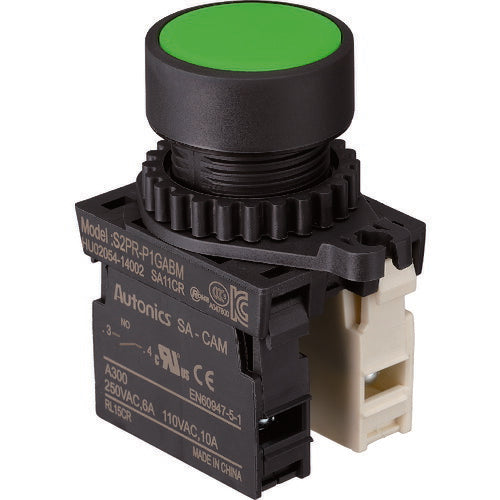 TRUSCO 押しボタンスイッチ Φ25 1a-1b 緑 25P-1A1BM-GN