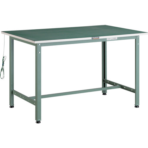 TRUSCO 軽荷重作業台(300kg)AE型 1200X750XH742 帯電防止マット張り グリーン色 AE-1200D