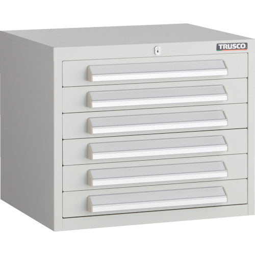 TRUSCO WLVR型キャビネット 500X412XH420 引出6段 ホワイト色 WLVR-421-W