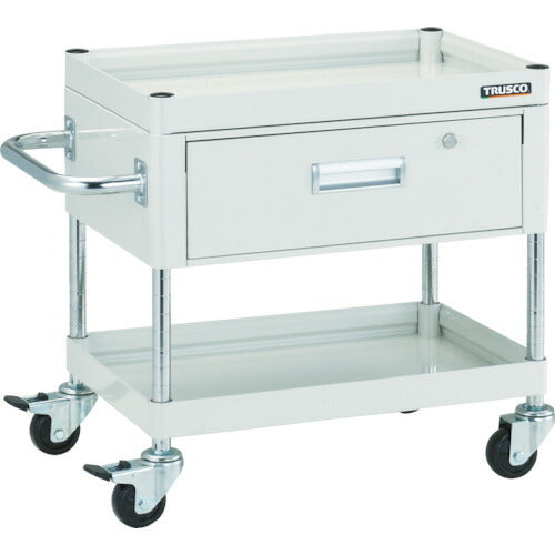 【取寄品】 TRUSCO ツールワゴン ファルコンワゴン750X500 1段引出付 ゴム車輪 ヤンググリーン FAW-672V-YG 【送料都度見積】