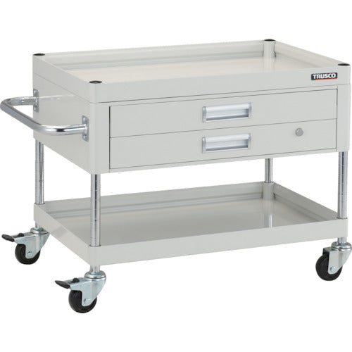 【取寄品】 TRUSCO ツールワゴン ファルコンワゴン750X500 2段引出付 ゴム車輪 ホワイト FAW-672X-W 【送料都度見積】