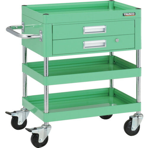 【取寄品】 TRUSCO ツールワゴン ファルコンワゴン600X400 2段引出付 ゴム車輪 ヤンググリーン FAW-763X-YG 【送料都度見積】