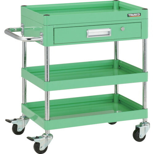 【取寄品】 TRUSCO ツールワゴン ファルコンワゴン600X400 1段浅引出付 ゴム車輪 ヤンググリーン FAW-763Z-YG 【送料都度見積】