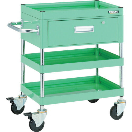【取寄品】 TRUSCO ツールワゴン ファルコンワゴン750X500 1段引出付 ゴム車輪 ヤンググリーン FAW-773V-YG 【送料都度見積】