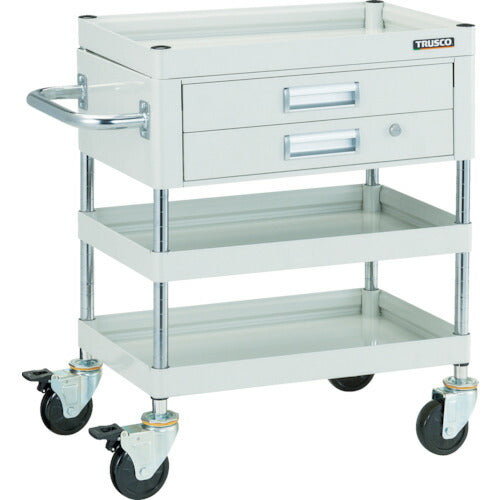 【取寄品】 TRUSCO ツールワゴン ファルコンワゴン750X500 2段引出付 ゴム車輪 ホワイト FAW-773X-W 【送料都度見積】