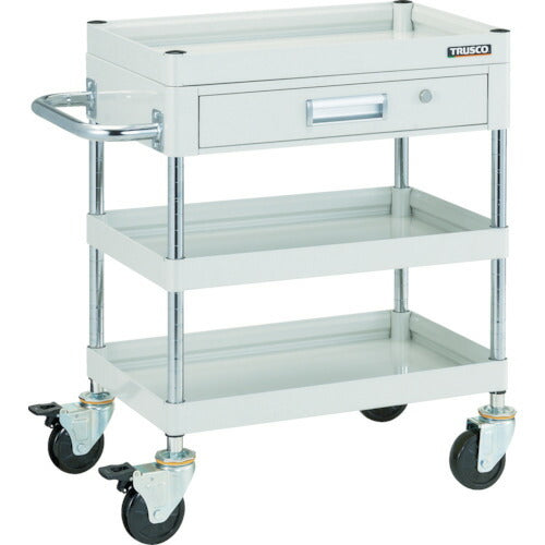 【取寄品】 TRUSCO ツールワゴン ファルコンワゴン750X500 1段浅引出付 ゴム車輪 ホワイト FAW-773Z-W 【送料都度見積】