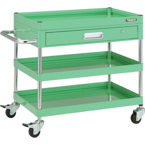 【取寄品】 TRUSCO ツールワゴン ファルコンワゴン750X500 1段浅引出付 ゴム車輪 ヤンググリーン FAW-773Z-YG 【送料都度見積】