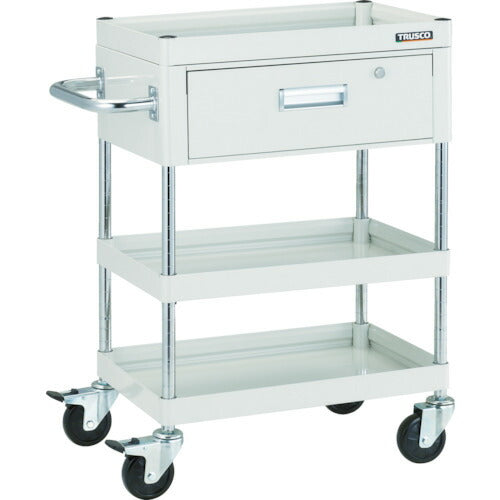 【取寄品】 TRUSCO ツールワゴン ファルコンワゴン750X500 1段引出付 ゴム車輪 ホワイト FAW-973V-W 【送料都度見積】