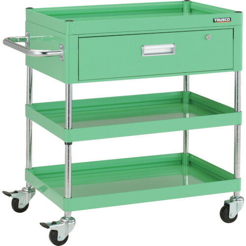【取寄品】 TRUSCO ツールワゴン ファルコンワゴン750X500 1段引出付 ゴム車輪 ヤンググリーン FAW-973V-YG 【送料都度見積】