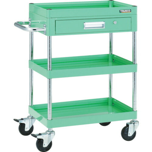 【取寄品】 TRUSCO ツールワゴン ファルコンワゴン750X500 1段浅引出付 ゴム車輪 ヤンググリーン FAW-973Z-YG 【送料都度見積】