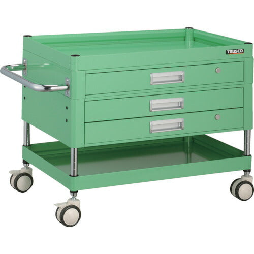 【取寄品】 TRUSCO ツールワゴン ファルコンワゴン 引出付 750X500 ウレタン双輪 ヤンググリーン FAW-672XZD-YG 【送料都度見積】