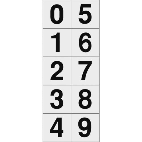TRUSCO 数字ステッカ― 30×30 「0~9」連番 透明地/黒文字 1枚入 TSN-30-10-TM