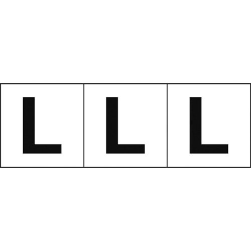 TRUSCO アルファベットステッカー 50×50 「L」 白地/黒文字 3枚入 TSN-50-L