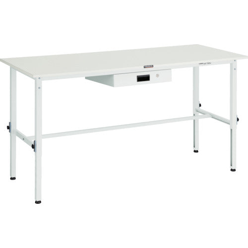 TRUSCO 軽荷重作業台高さ調節式(150kg)AEM型 1800X750XH650~950 薄型1段引出付 ホワイト色 AEM-1800UDK1 W