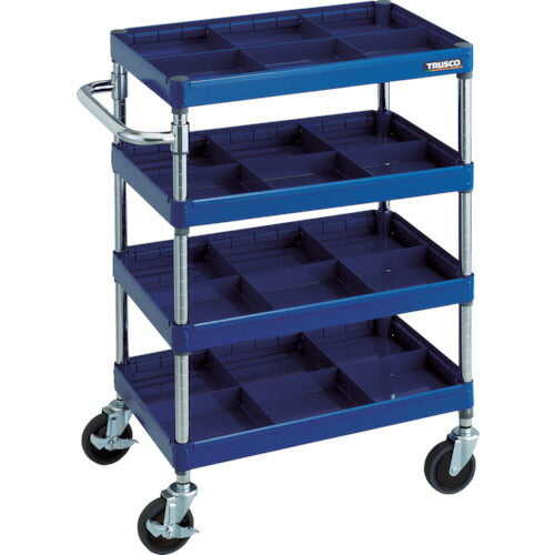 【取寄品】 TRUSCO ツールワゴン フェニックスワゴン 省音 600X400 仕切板付4段 レッド PEW-964S4-R 【送料都度見積】